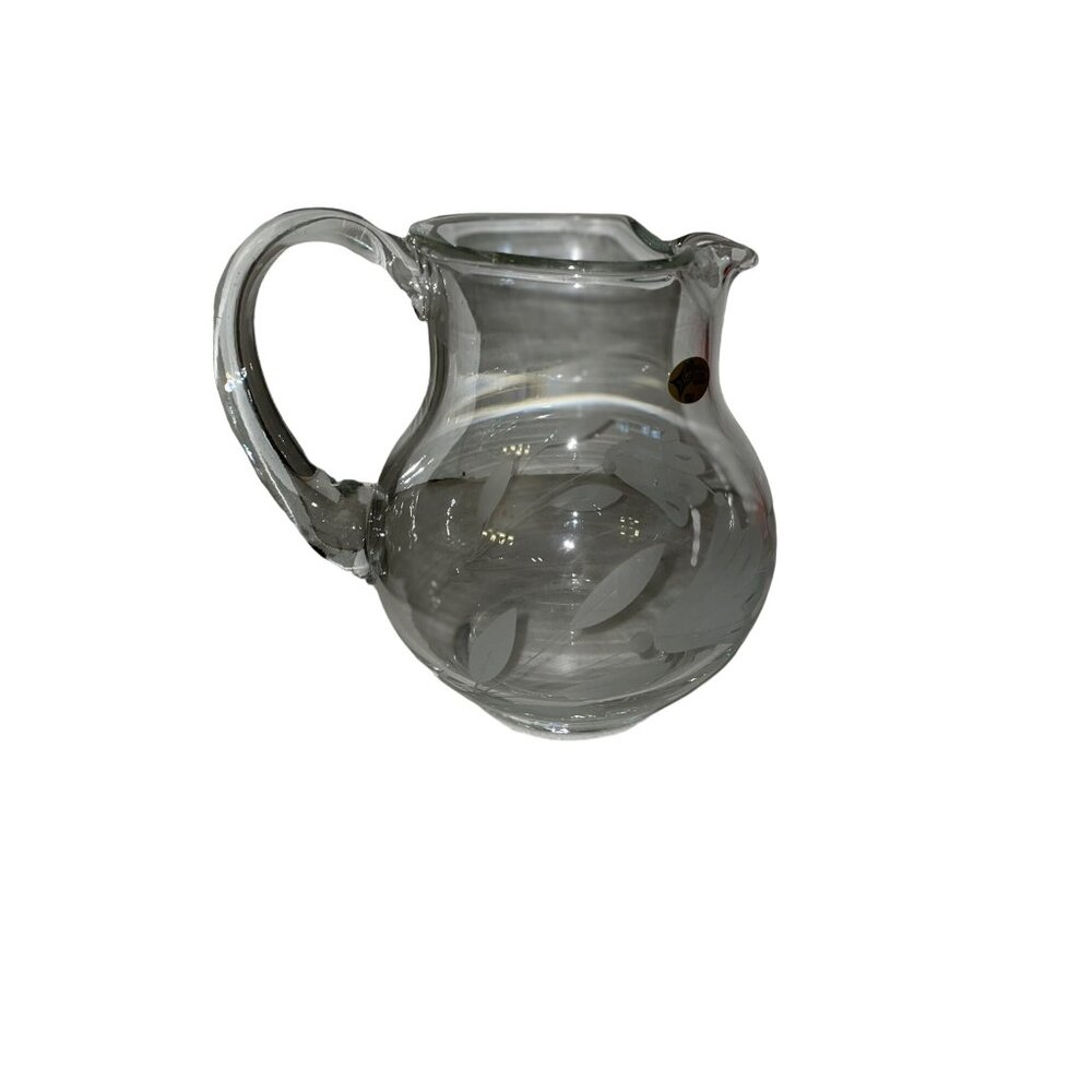 Vintage 1985 Action Industries Floral Lace Pitcher Hand-cut Turkish Crystal NEW - Picture 4 of 16